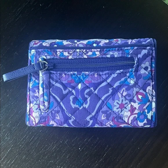 Vera Bradley Blue and Purple Floral Tri-Fold Wallet - Picture 3 of 8